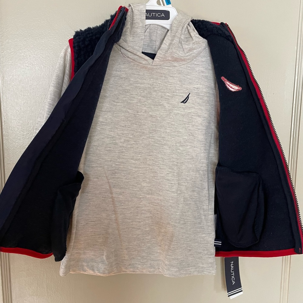 NWT 2 piece Nautica hooded shirt with vest. 24m